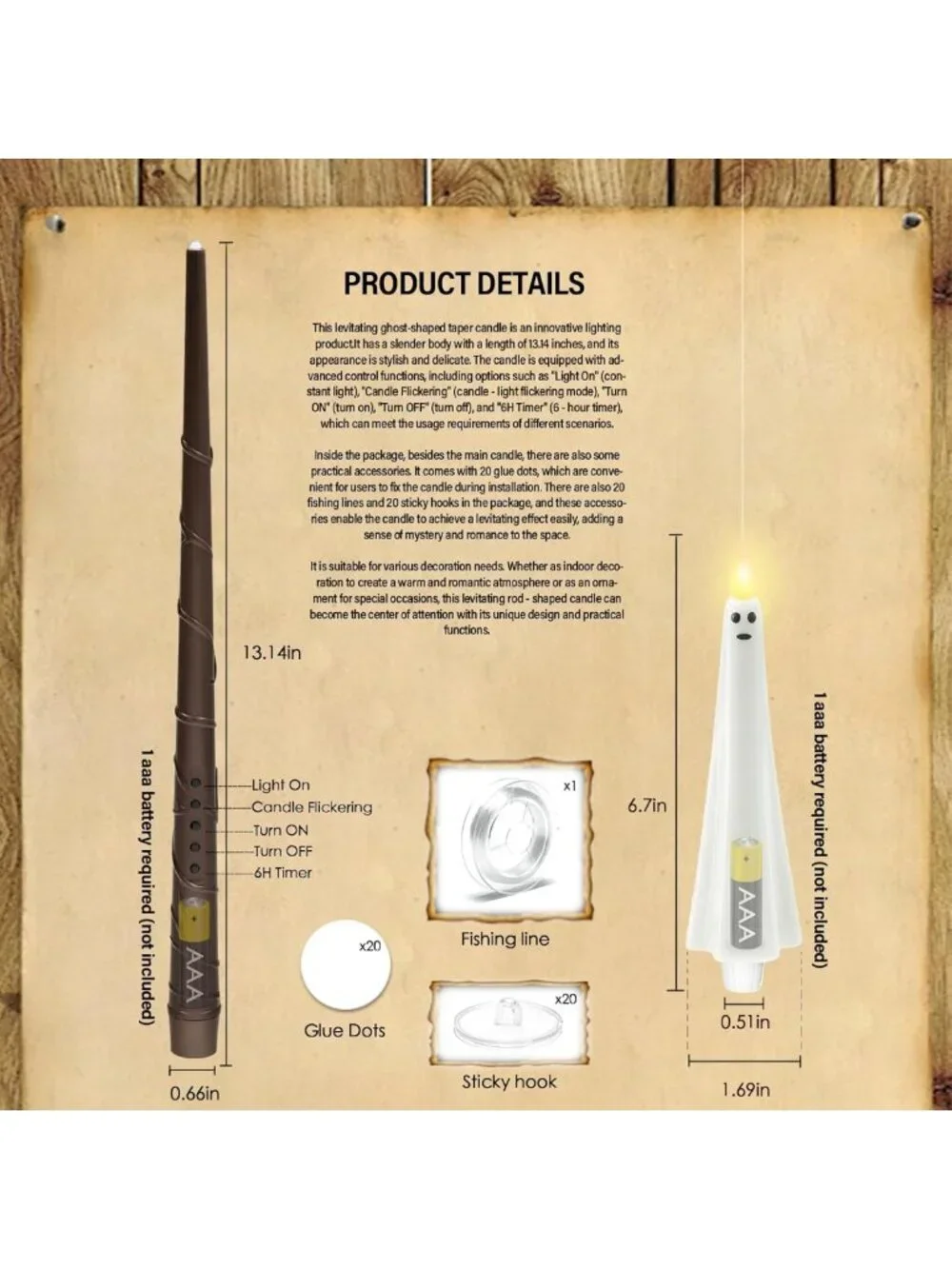 20 Pcs Flameless Floating Candles with Remote - LED Flickering Taper Lights for